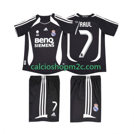 Real Madrid RAUL 7 2006 2007 Retro Bambino Maglia Trasferta Manica Corta